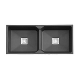 Fossa 37"x18"x10" inch Quartz Double Bowl Kitchen Sink ( Black ) - Fossa Home